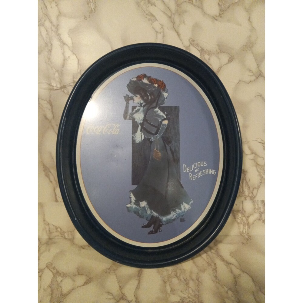 Vintage Coca Cola 1991 Reproduction of 1912 Calendar Girl Tin Tray Hamilton King